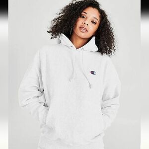 CHAMPION GRAY BOYFRIEND REVERSE WEAVE C LOGO HOODIE HOODED SWEATSHIRT SIZE S